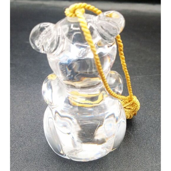 Clear Lead Crystal Glass Bear Gold Heart Tassel Vintage Germany 2.5 Inch Figure - Picture 9 of 14
